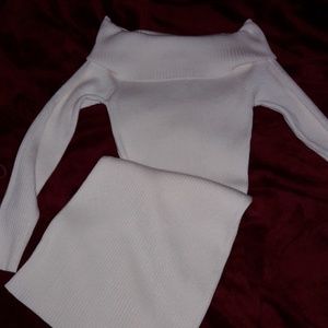 Ribbed off the shoulder dress